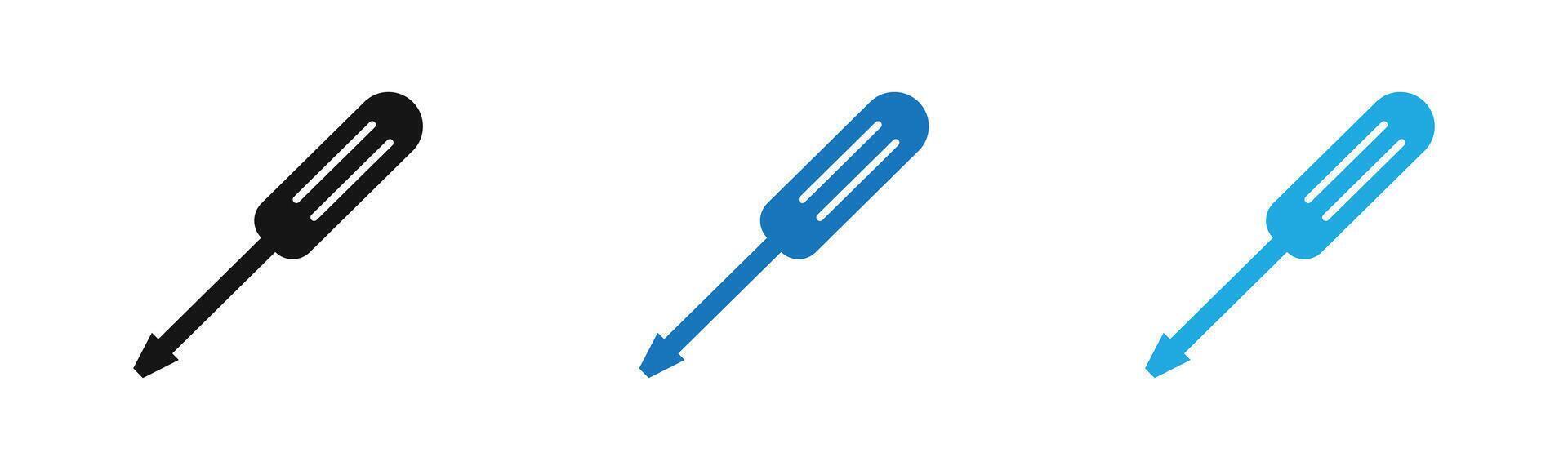 Screwdriver icon outline collection or set in black and white vector