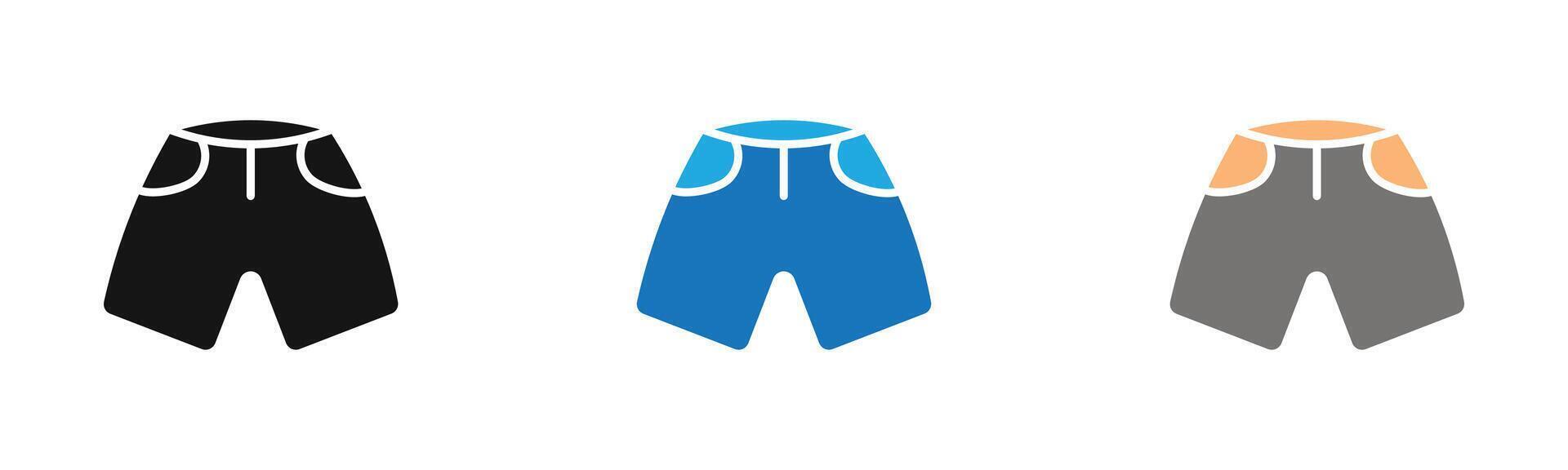shorts icon outline collection or set in black and white vector