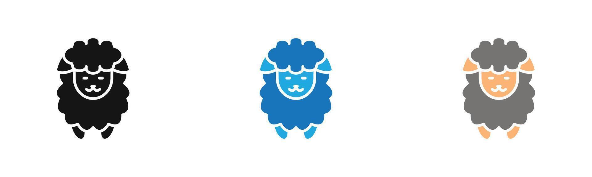 sheep icon outline collection or set in black and white vector