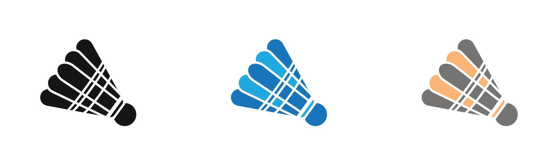 Shuttlecock Icon outline collection or set in black and white vector