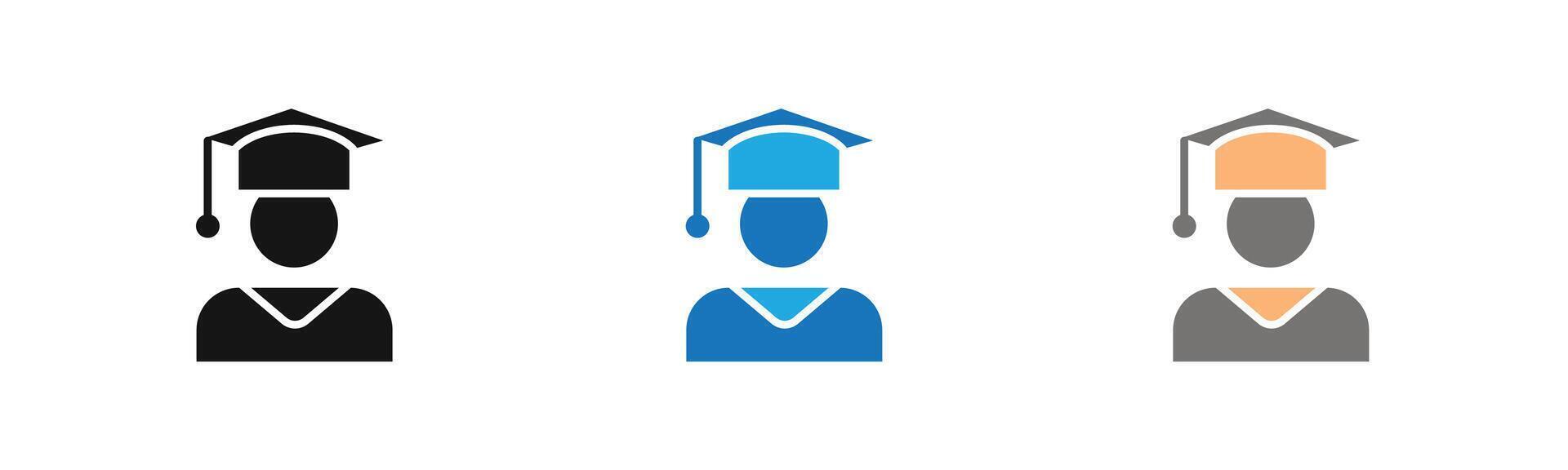 Student icon outline collection or set in black and white vector