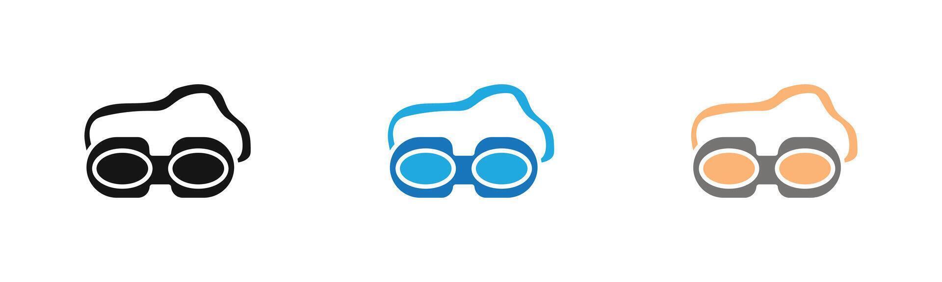 Swimming Glasses icon outline collection or set in black and white vector