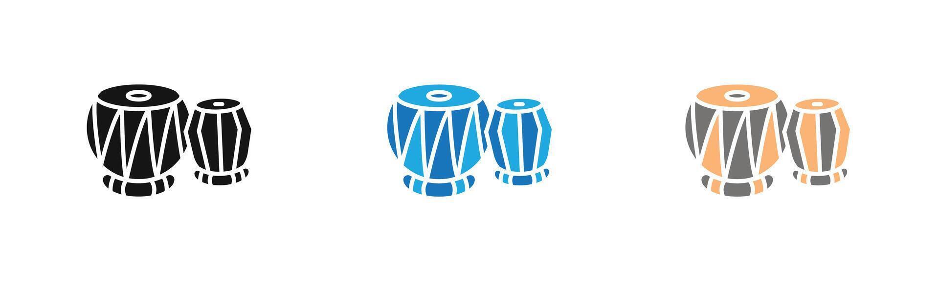 Tabla icon outline collection or set in black and white vector