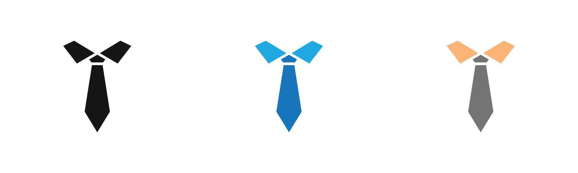 Tie icon outline collection or set in black and white vector