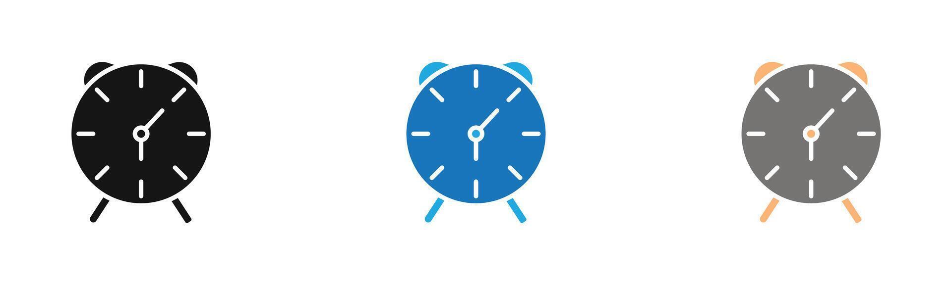 time clock watch icon outline collection or set in black and white vector