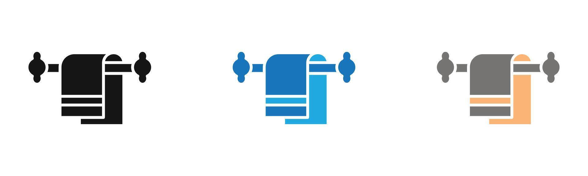 towel icon outline collection or set in black and white vector