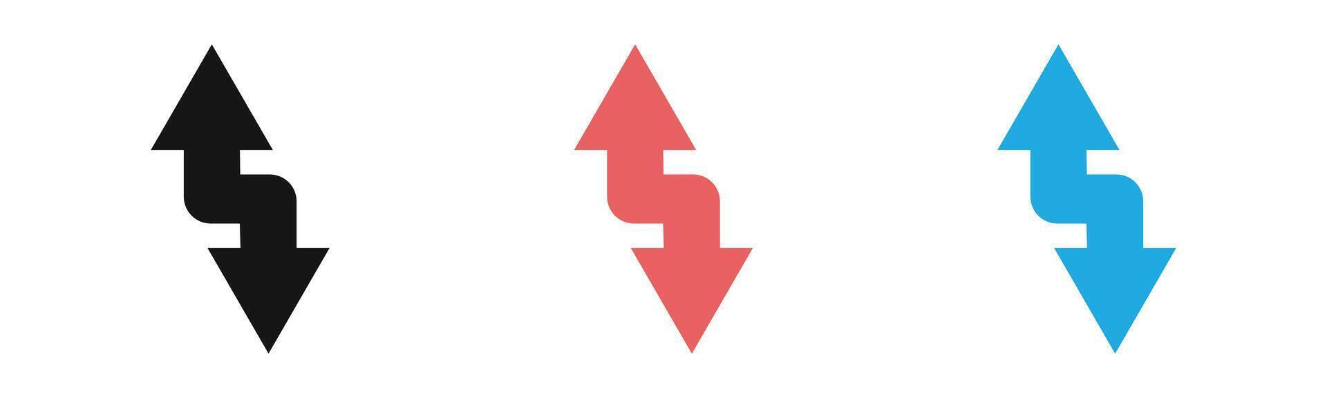 Up and down arrows icon outline collection or set in black and white vector