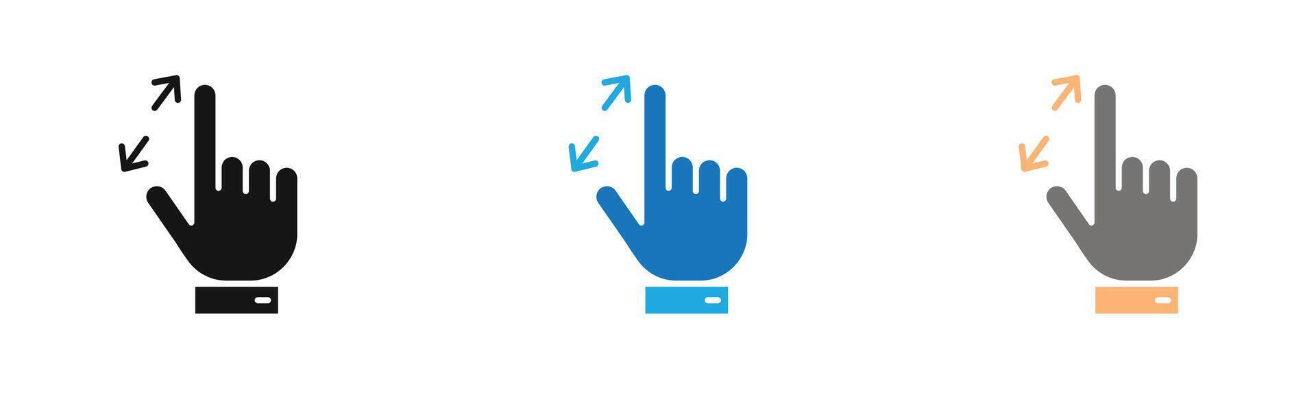 Zoom Gesture icon outline collection or set in black and white vector