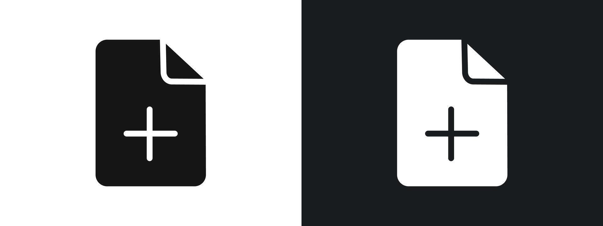 Add new document icon linear graphics set in black vector