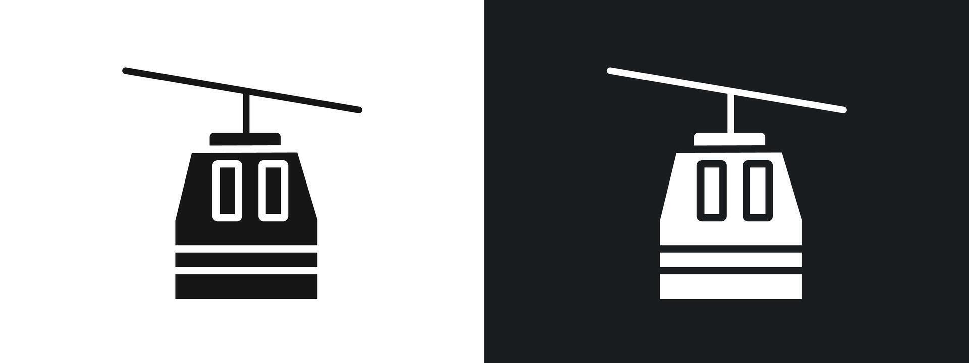 aerial tramway icon linear graphics set in black vector