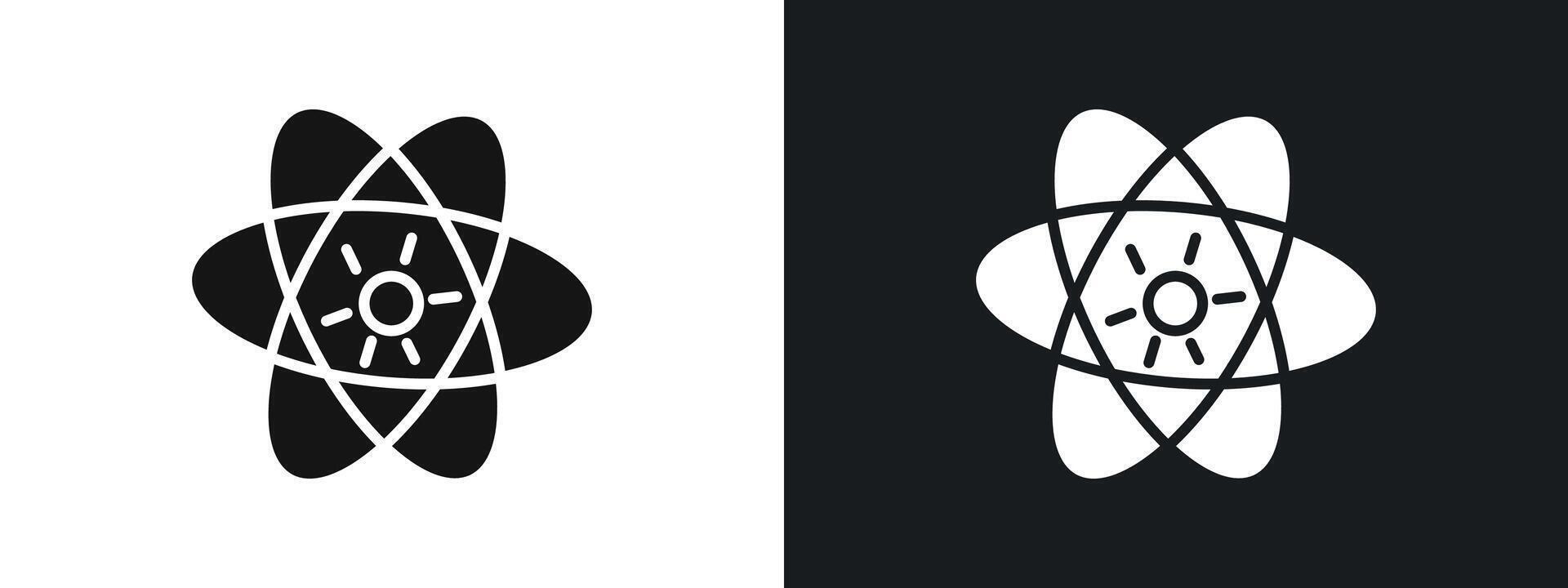 Atomic Scientific icon linear graphics set in black vector