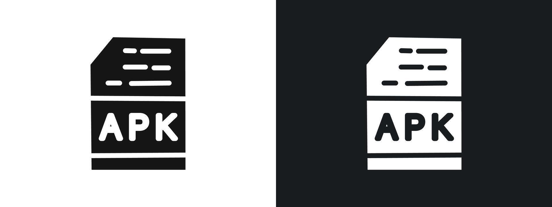 APK File Format Icon linear graphics set in black vector