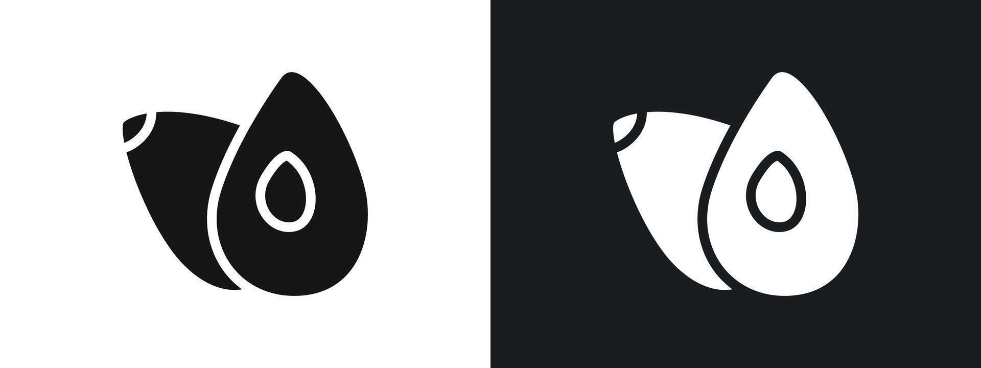 avocado icon linear graphics set in black vector