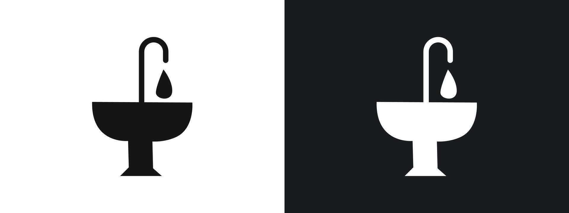 Bathroom sink icon linear graphics set in black vector