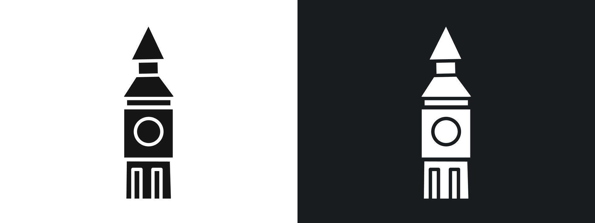 Big Ben icon linear graphics set in black vector