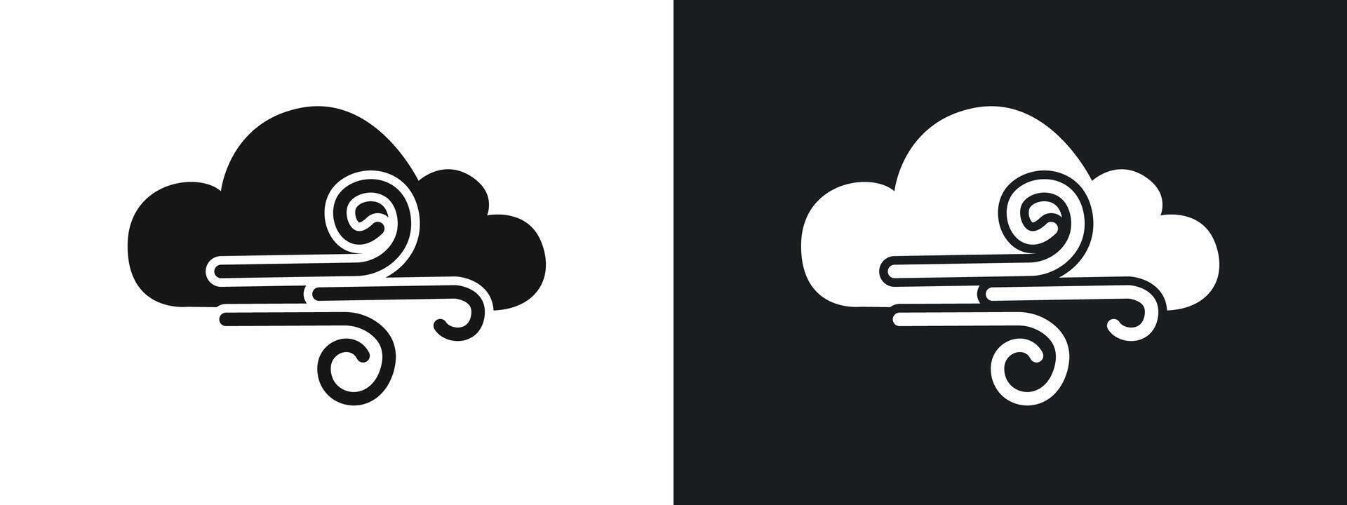 Blowing wind icon linear graphics set in black vector
