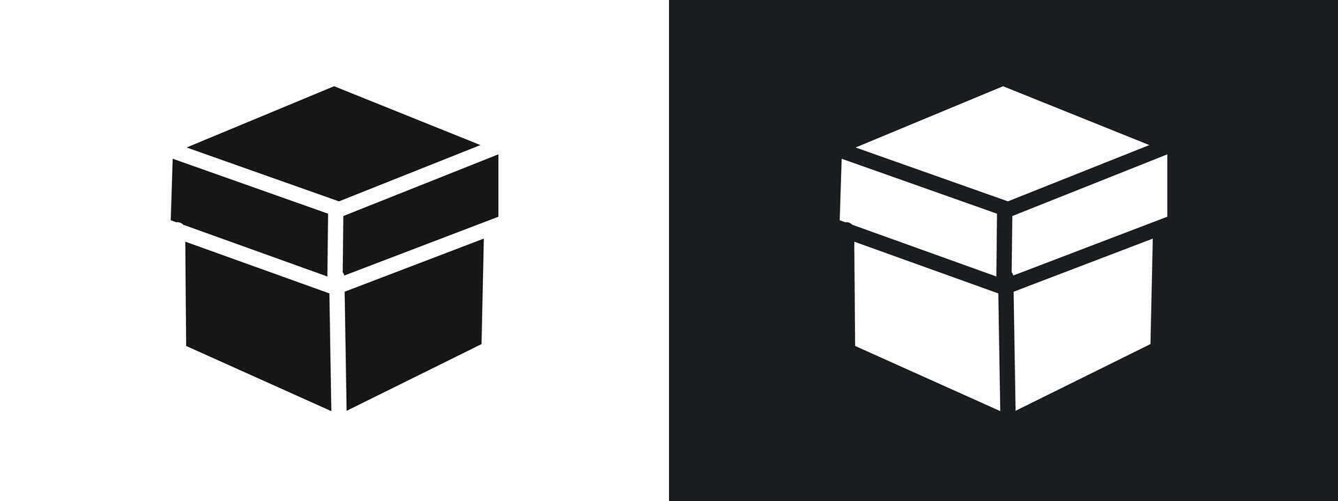 Box icon linear graphics set in black vector