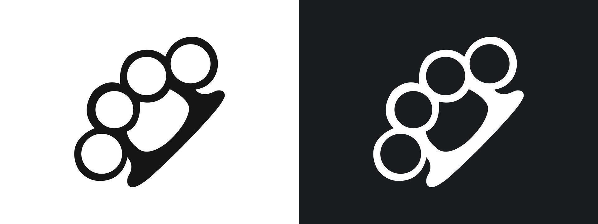 brass knuckles icon linear graphics set in black vector