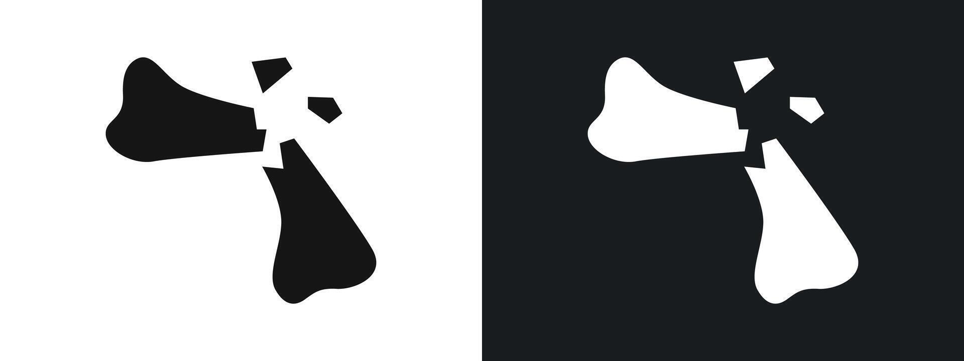 Broken bone icon linear graphics set in black vector