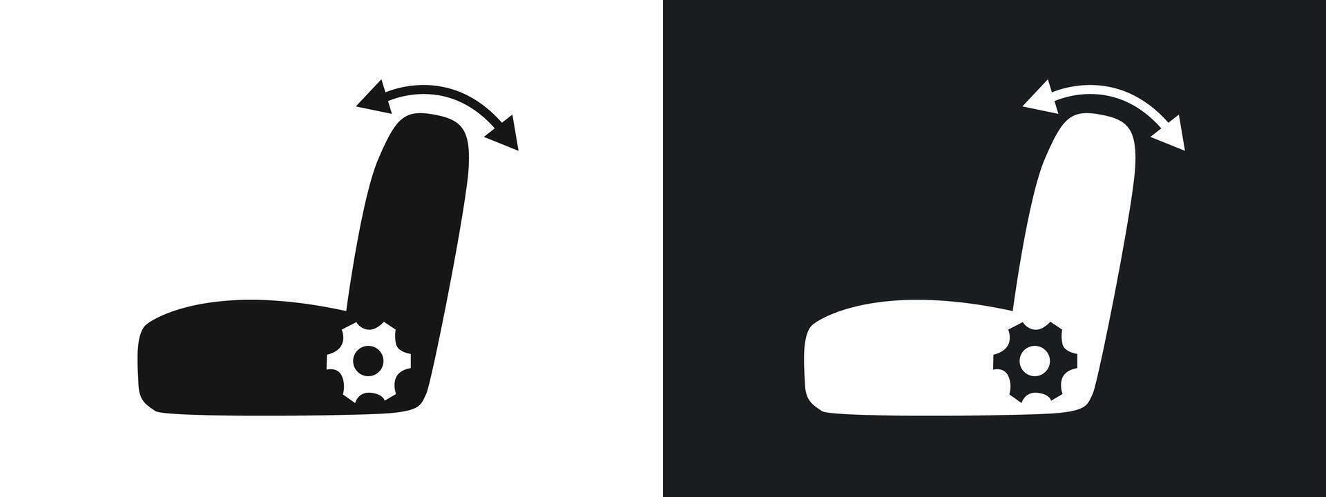 Car seat adjustment icon linear graphics set in black vector