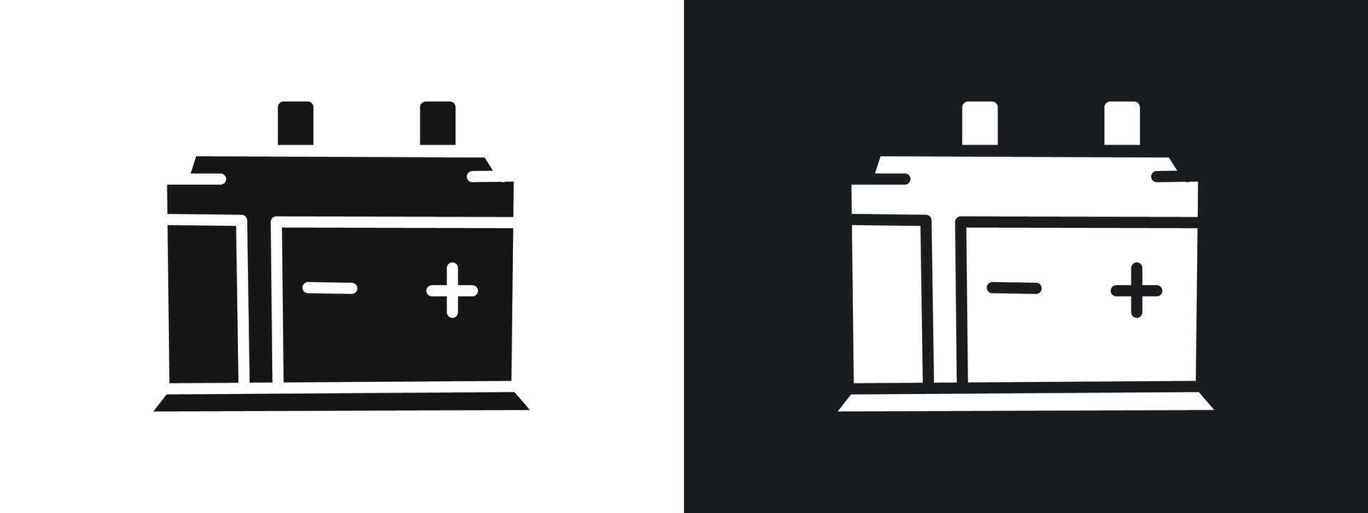 Car Battery Icon linear graphics set in black vector