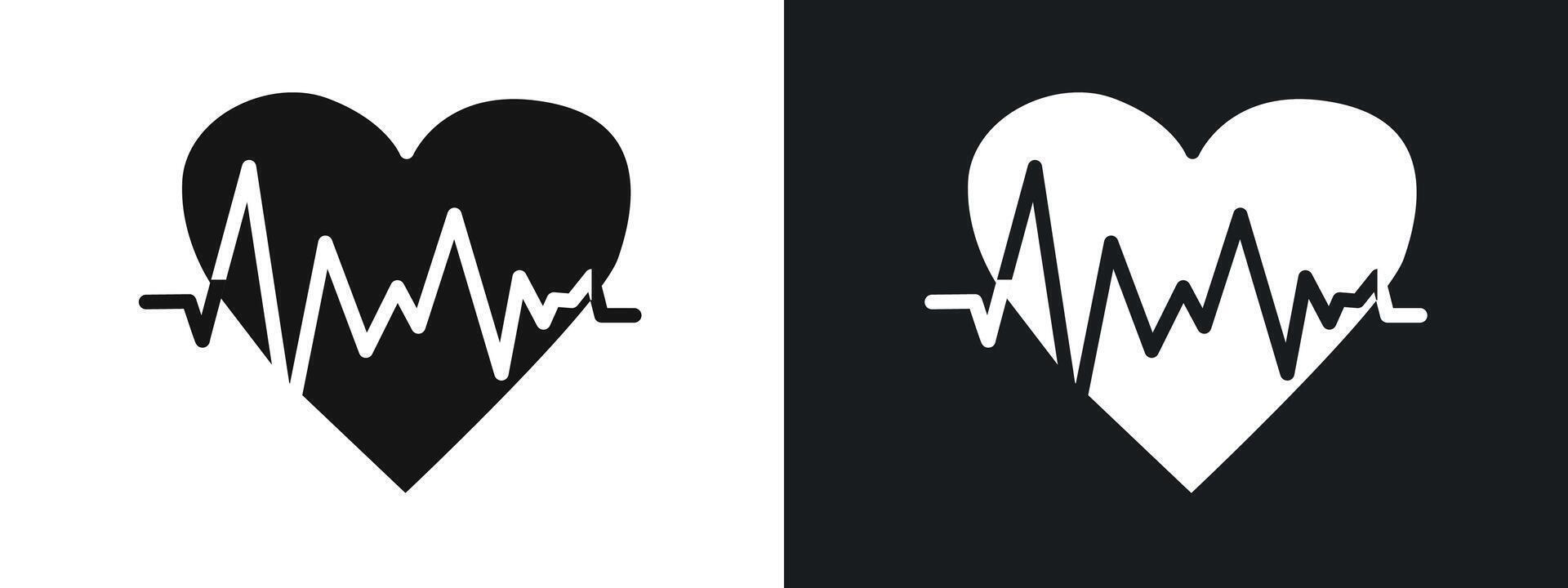 cardiogram icon linear graphics set in black vector
