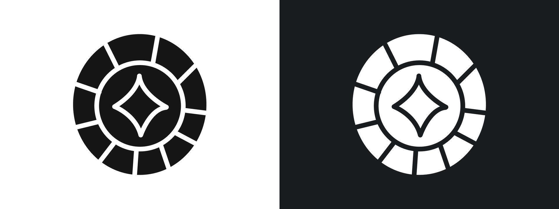 Casino Chips Icon linear graphics set in black vector