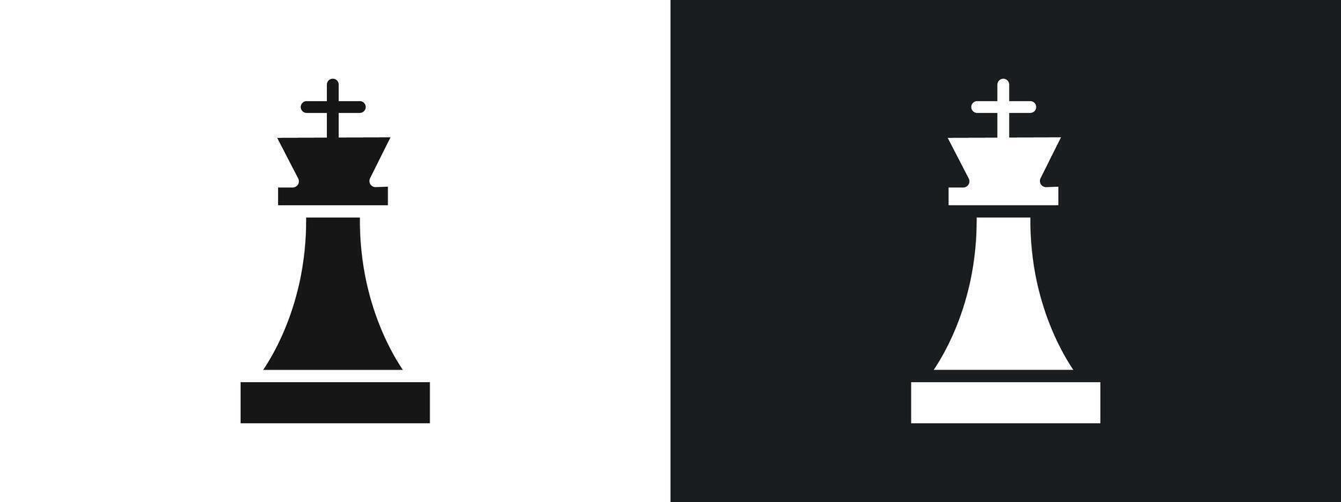 Chess king icon linear graphics set in black vector