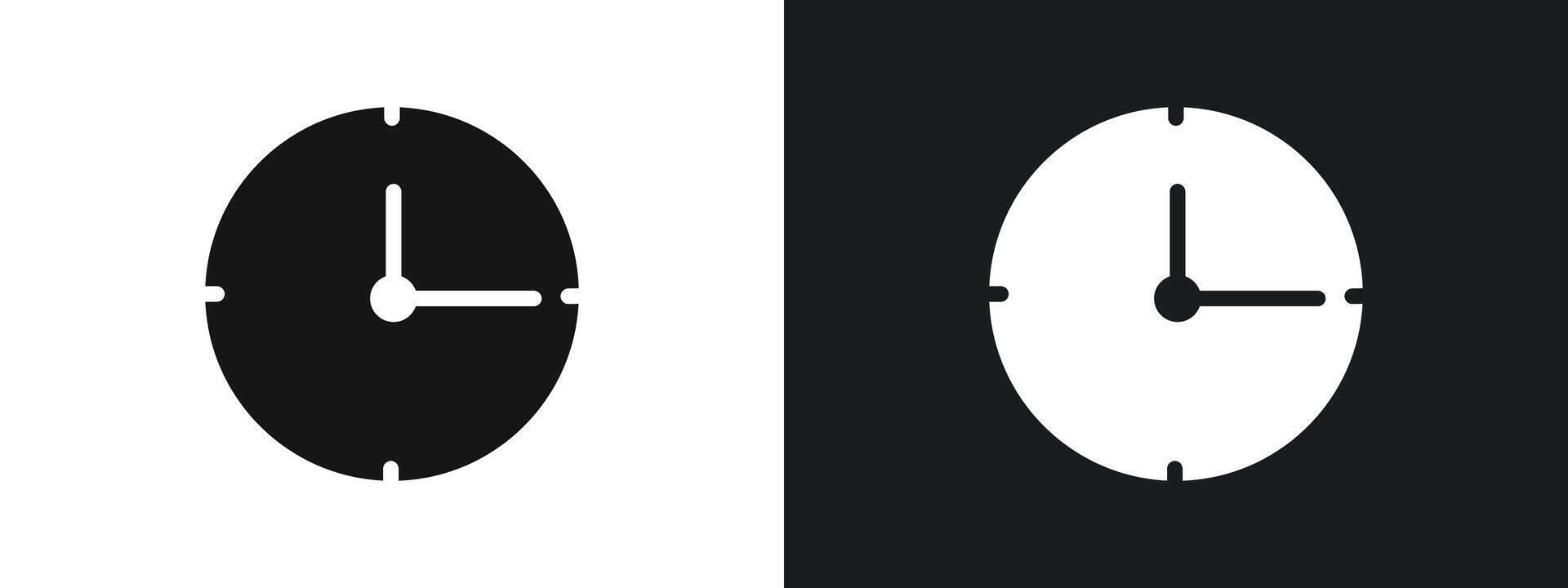 Clock icon linear graphics set in black vector