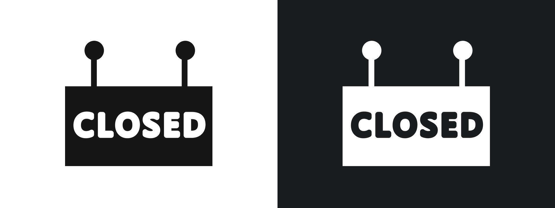 Closed Sign Icon linear graphics set in black vector