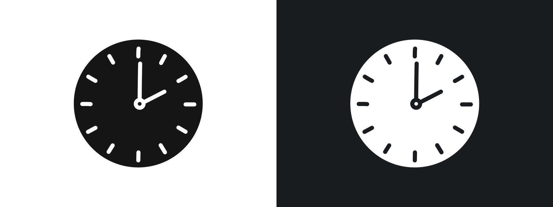 Clock time icon linear graphics set in black vector