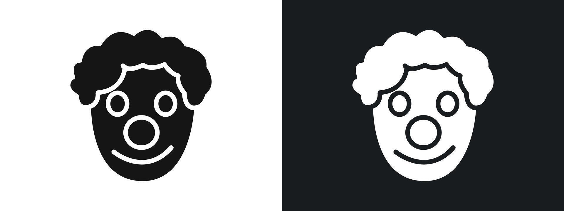 Clown head icon linear graphics set in black vector