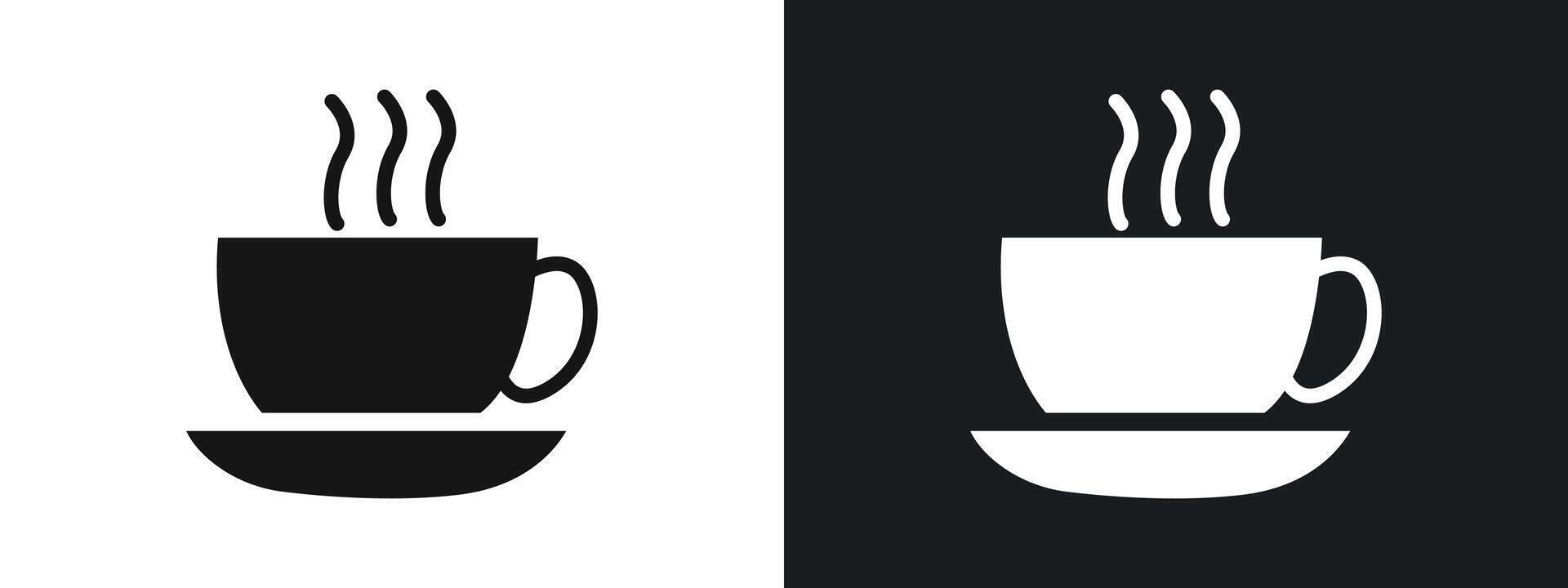 Coffee cup icon linear graphics set in black vector