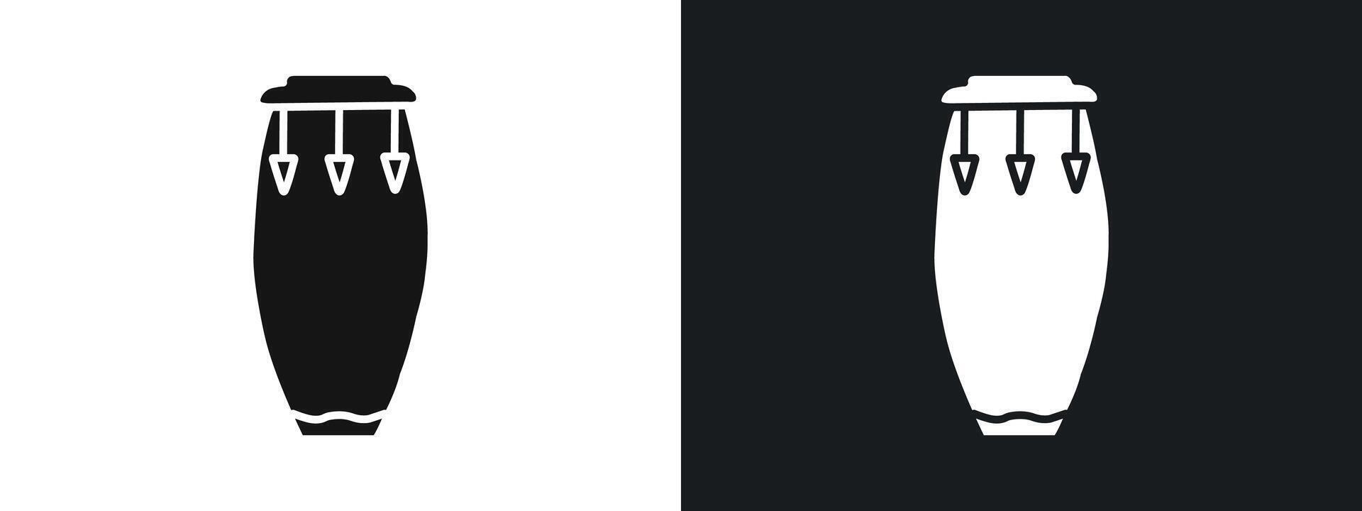 Conga drum icon linear graphics set in black vector