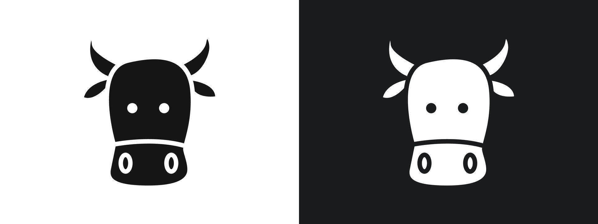 cow head icon linear graphics set in black vector