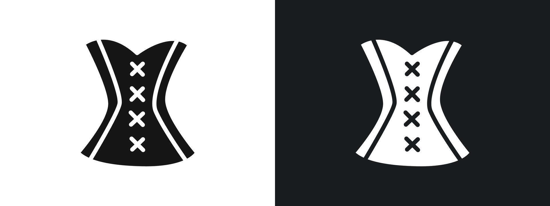 Corset icon linear graphics set in black vector