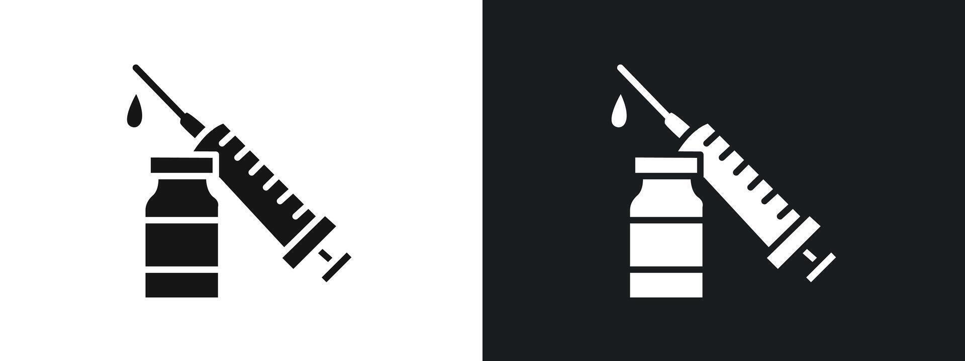 Covid 19 vaccine icon linear graphics set in black vector