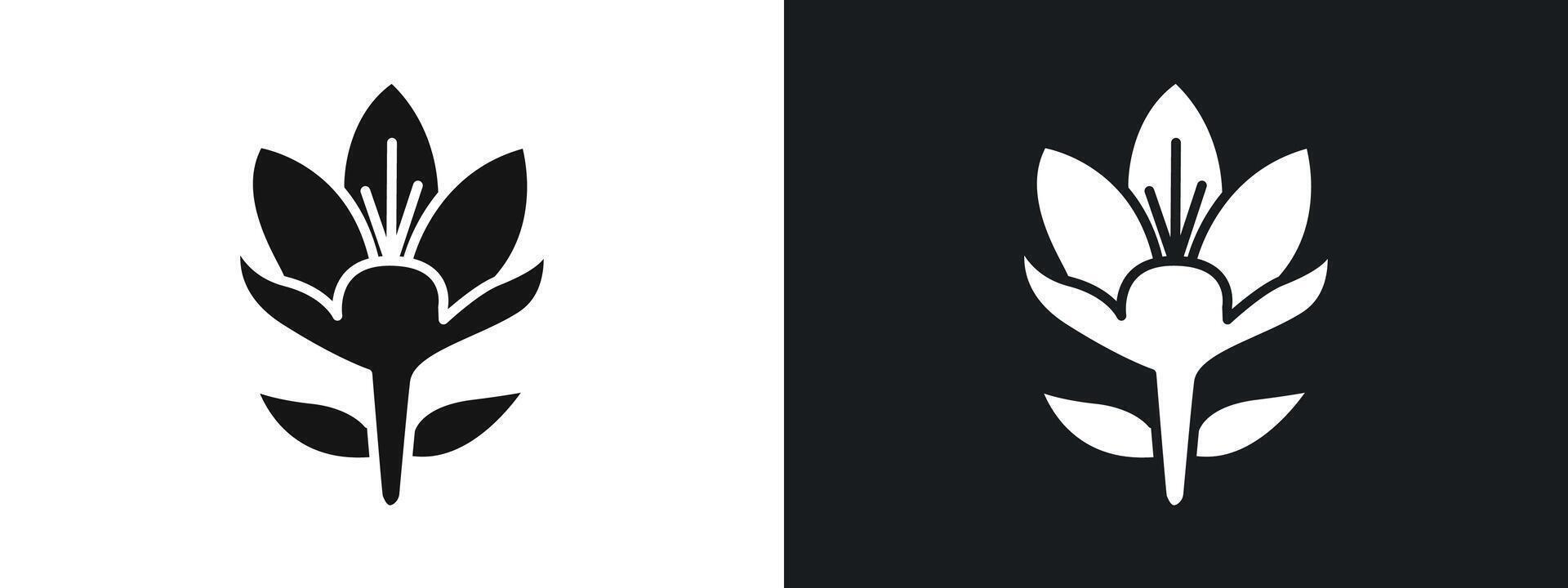 Crocus Icon linear graphics set in black vector