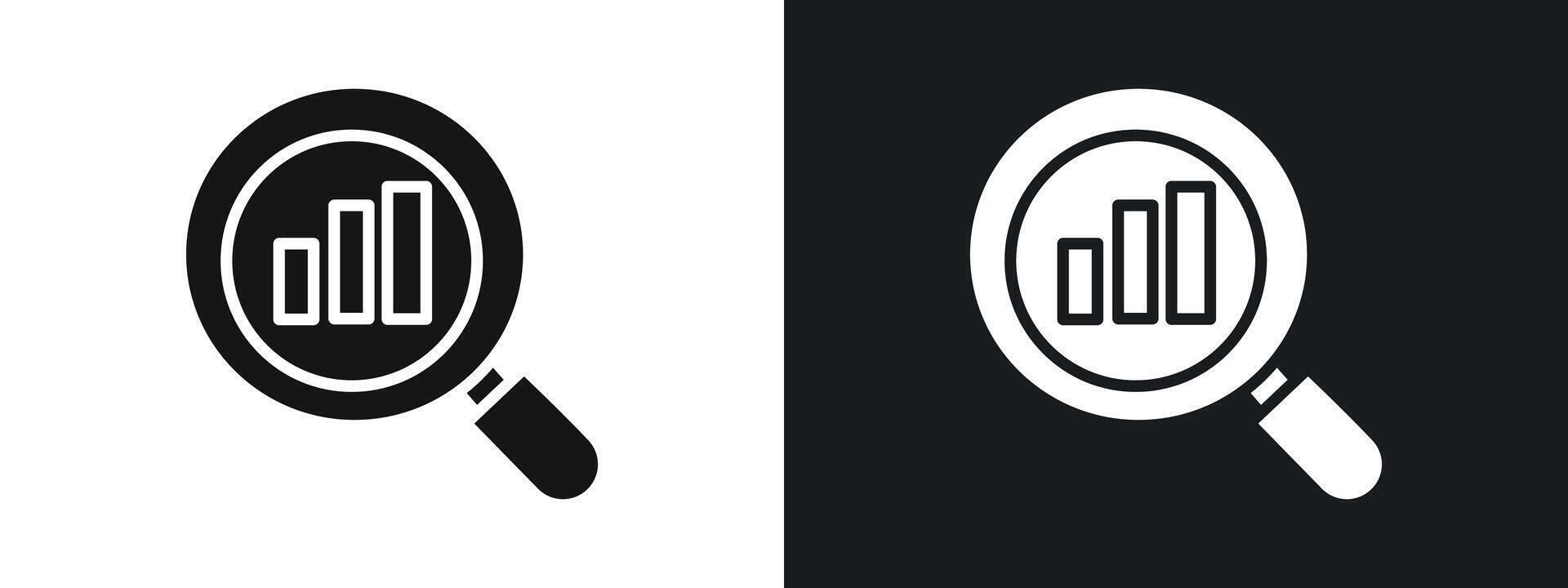 data analysis icon linear graphics set in black vector