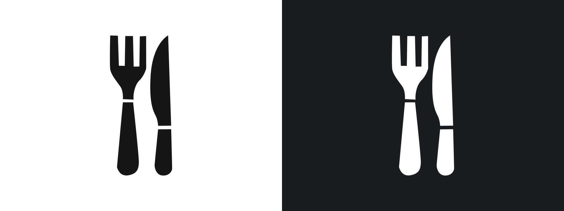Cutlery icon linear graphics set in black vector