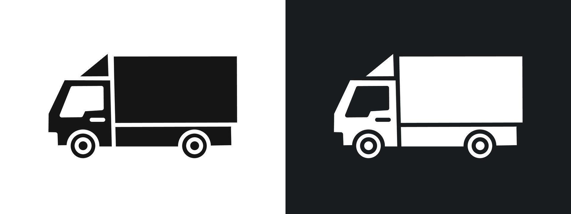 Delivery Truck Icon linear graphics set in black vector
