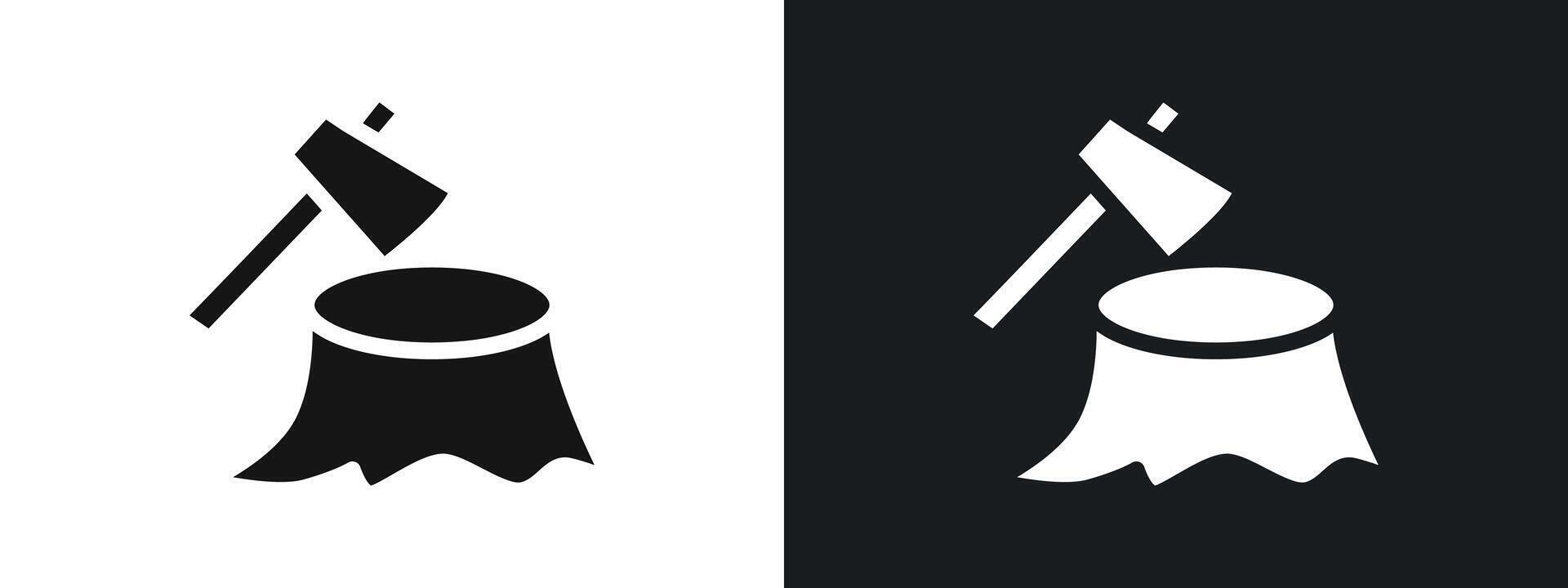 Deforestation icon linear graphics set in black vector