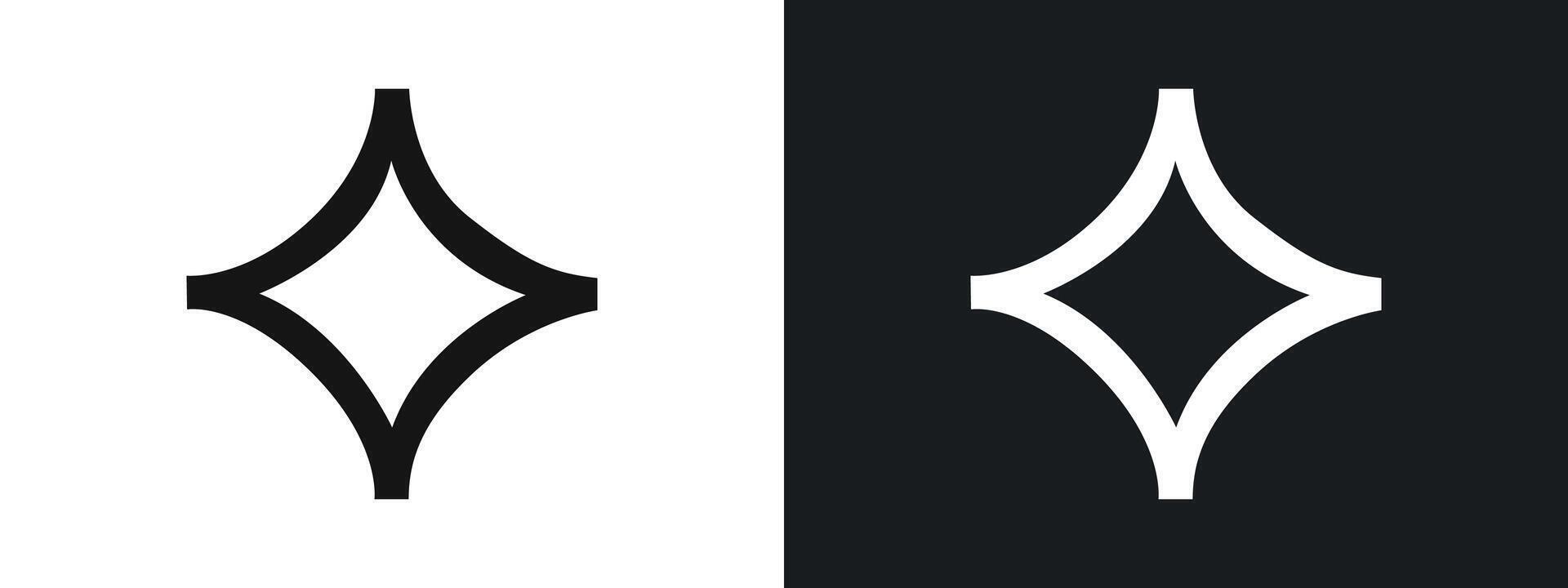 Diamond star icon linear graphics set in black vector