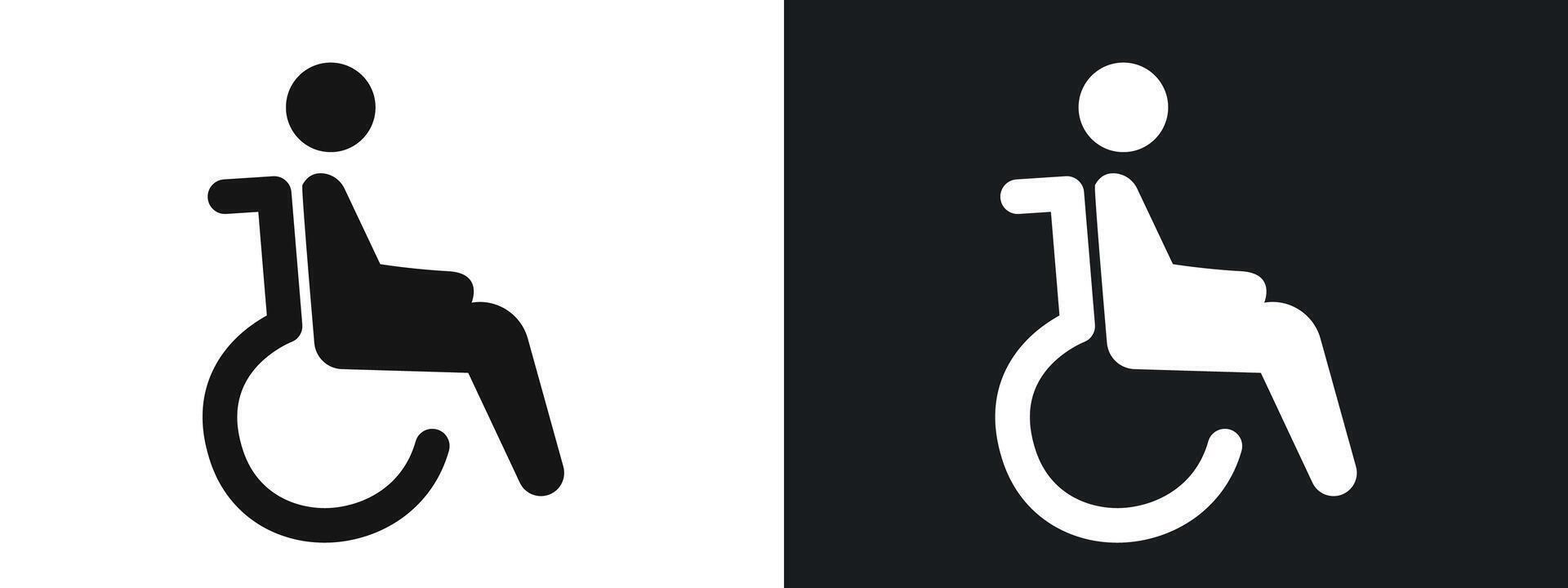 Disability Wheel Chair Icon linear graphics set in black vector
