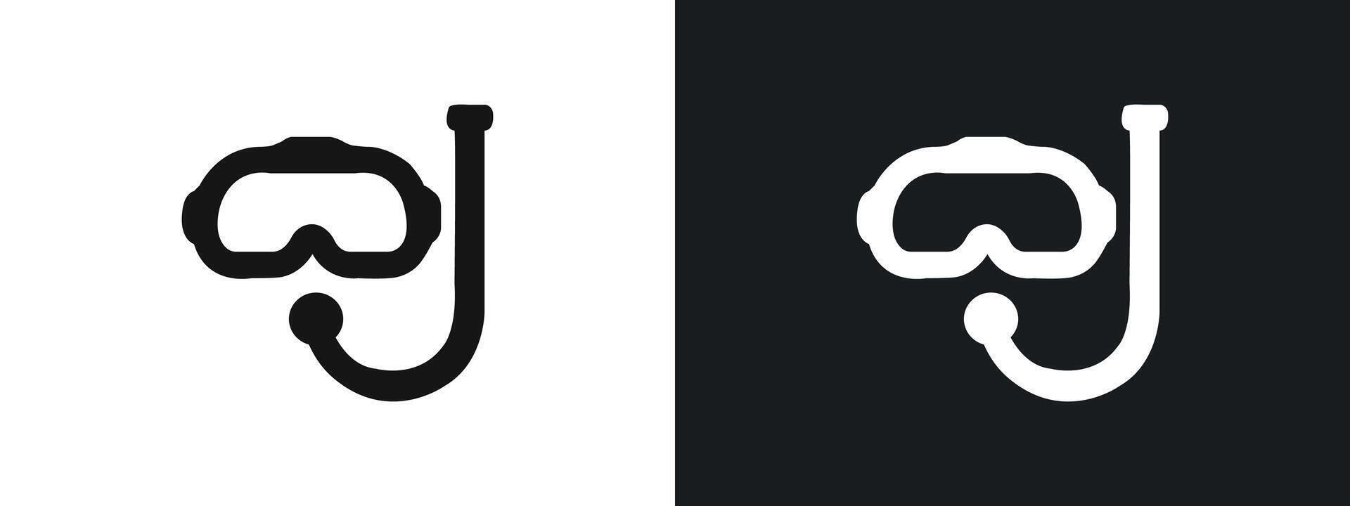 Diving mask icon linear graphics set in black vector