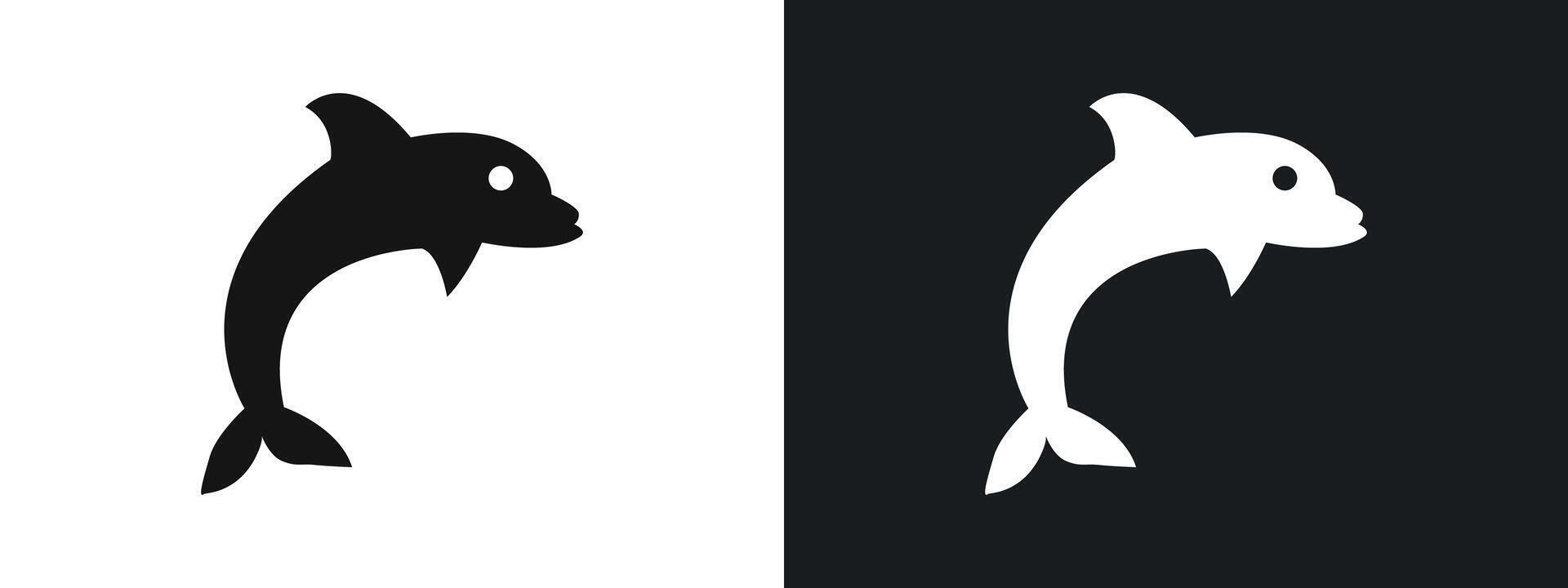 Dolphin icon linear graphics set in black vector