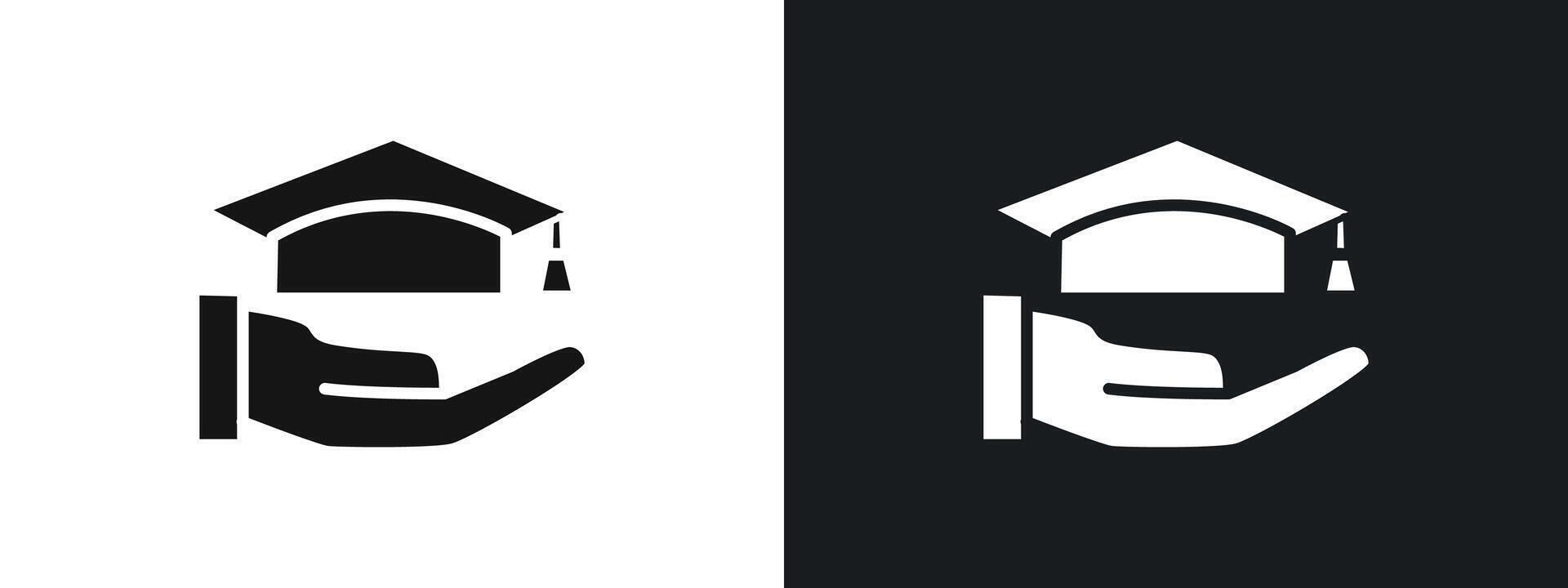 education Scholarship icon linear graphics set in black vector