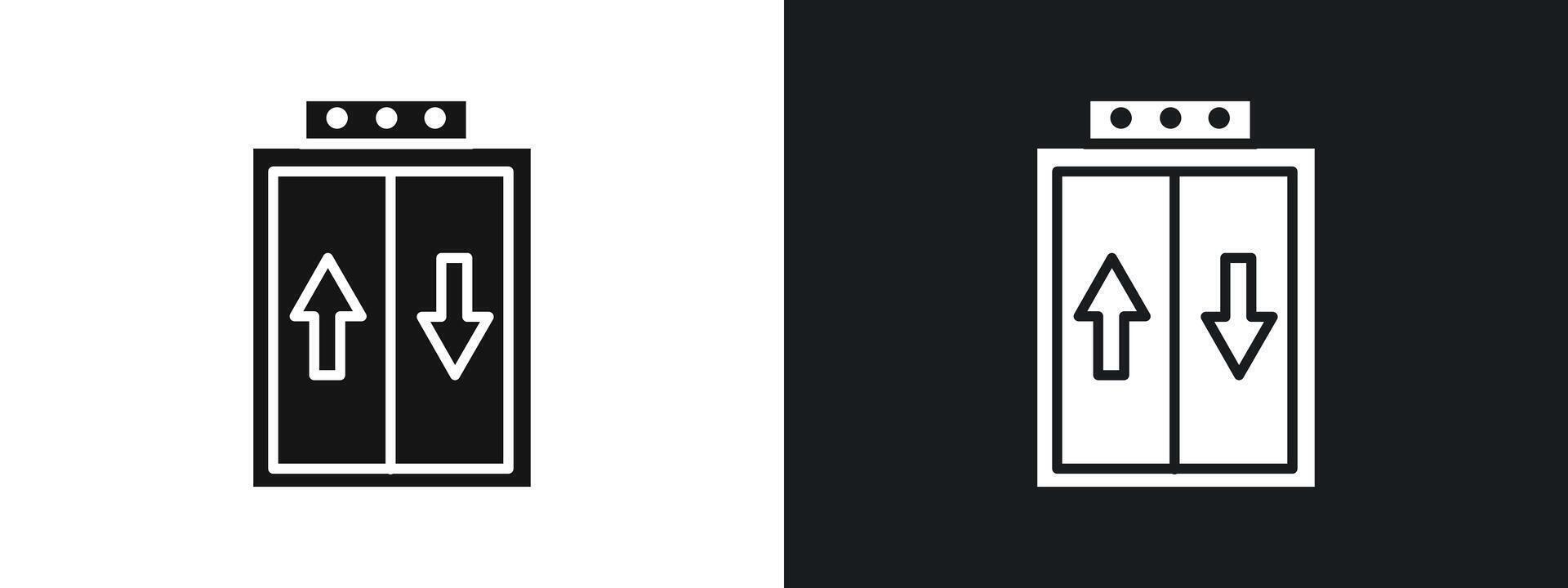 Elevator lift icon linear graphics set in black vector