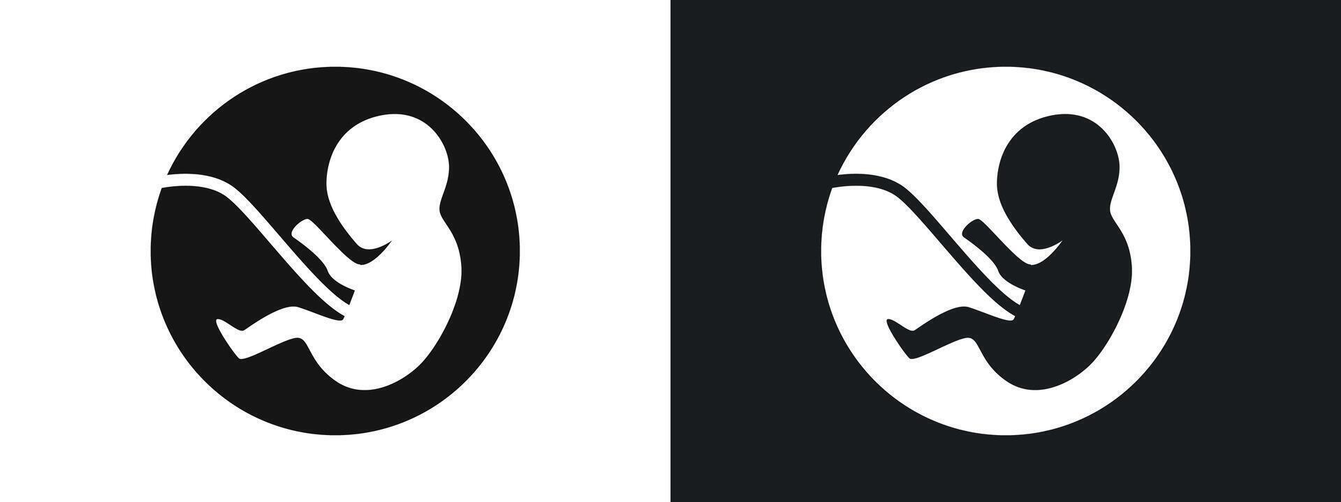 Embryo Child icon linear graphics set in black vector