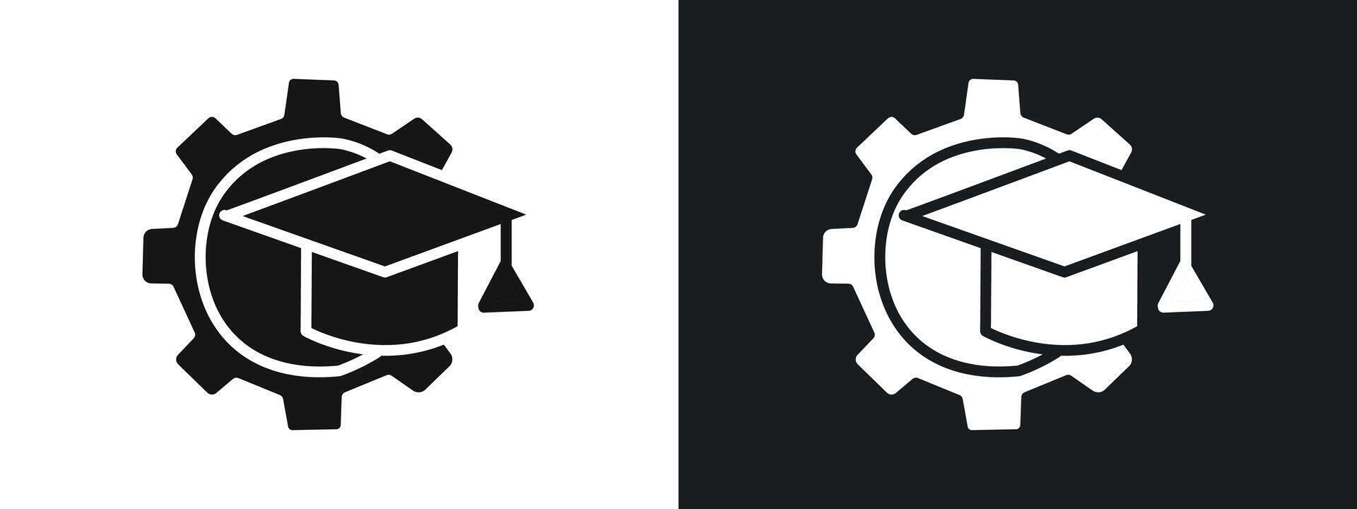 Engineering Education Map linear graphics set in black vector
